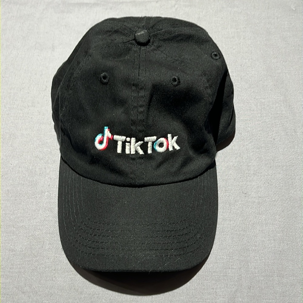 Tik Tok Baseball Hat Cap Black with Embroidered Logo Unisex Adjustable Strapback
